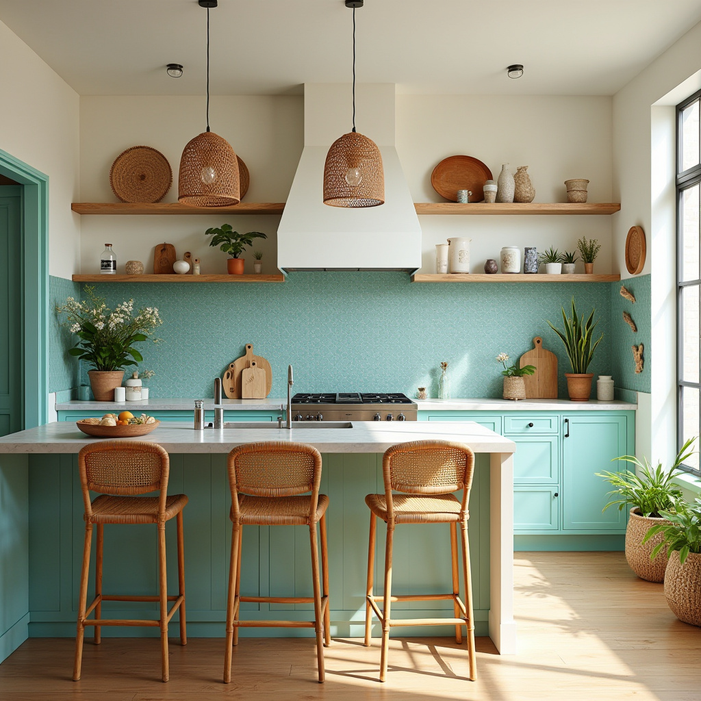 beach boho kitchen 37