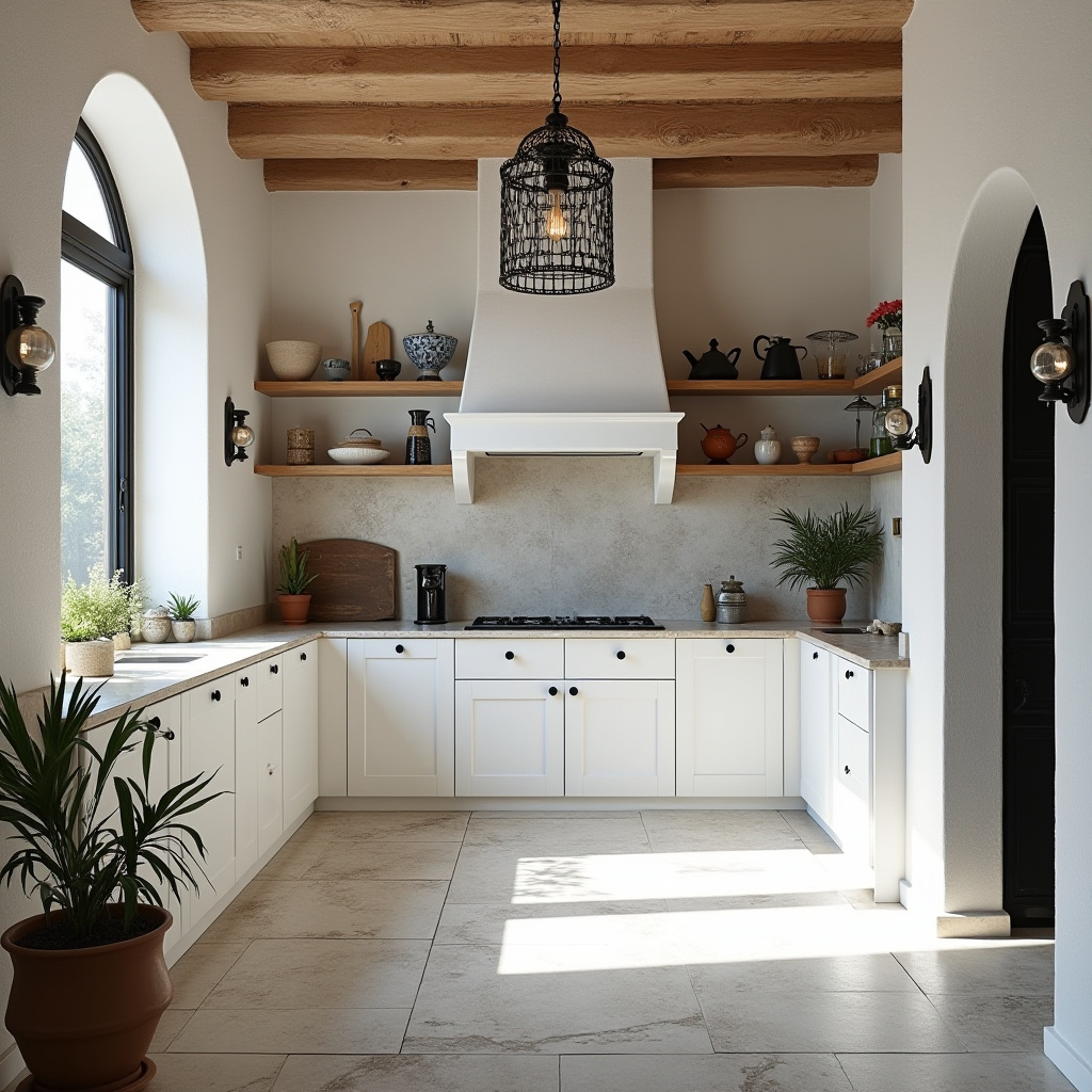 black and white boho kitchen 12
