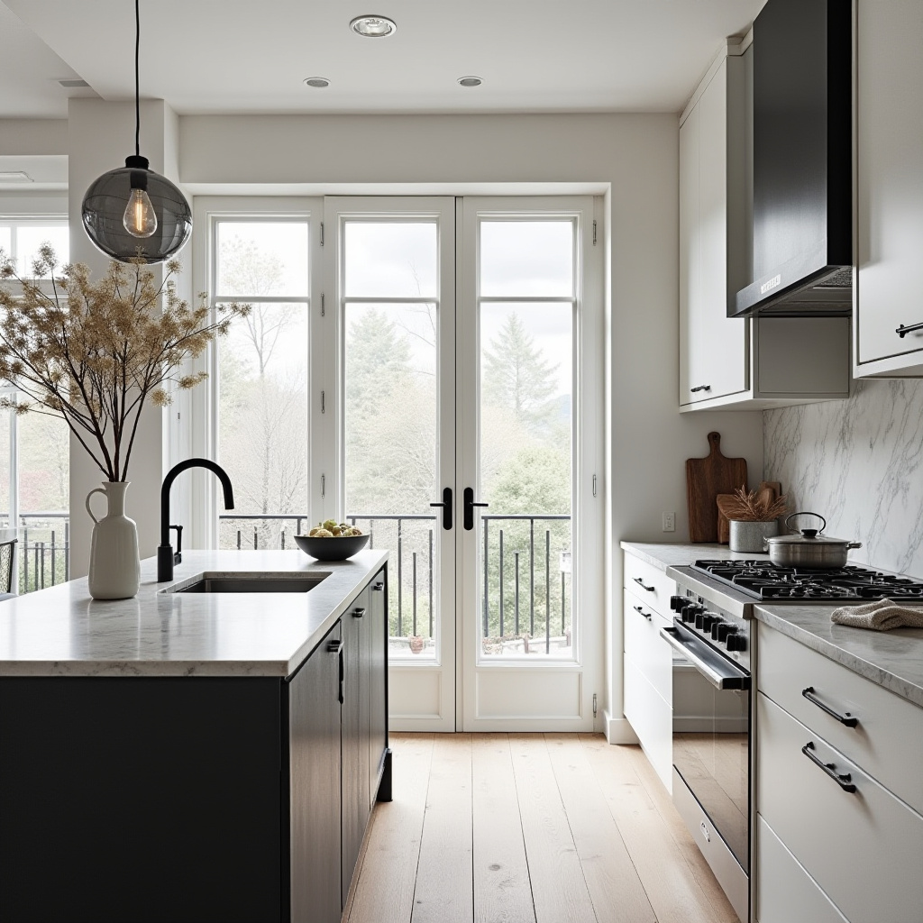 black and white boho kitchen 13