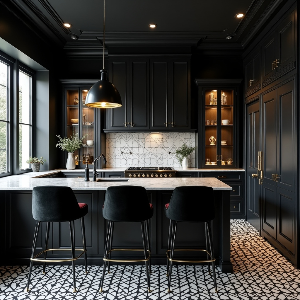 black and white boho kitchen 15