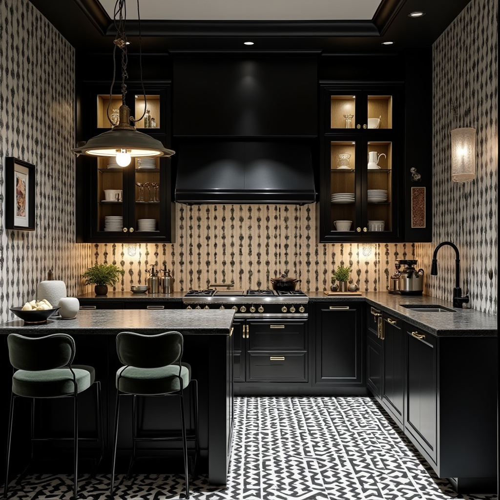 black and white boho kitchen 16