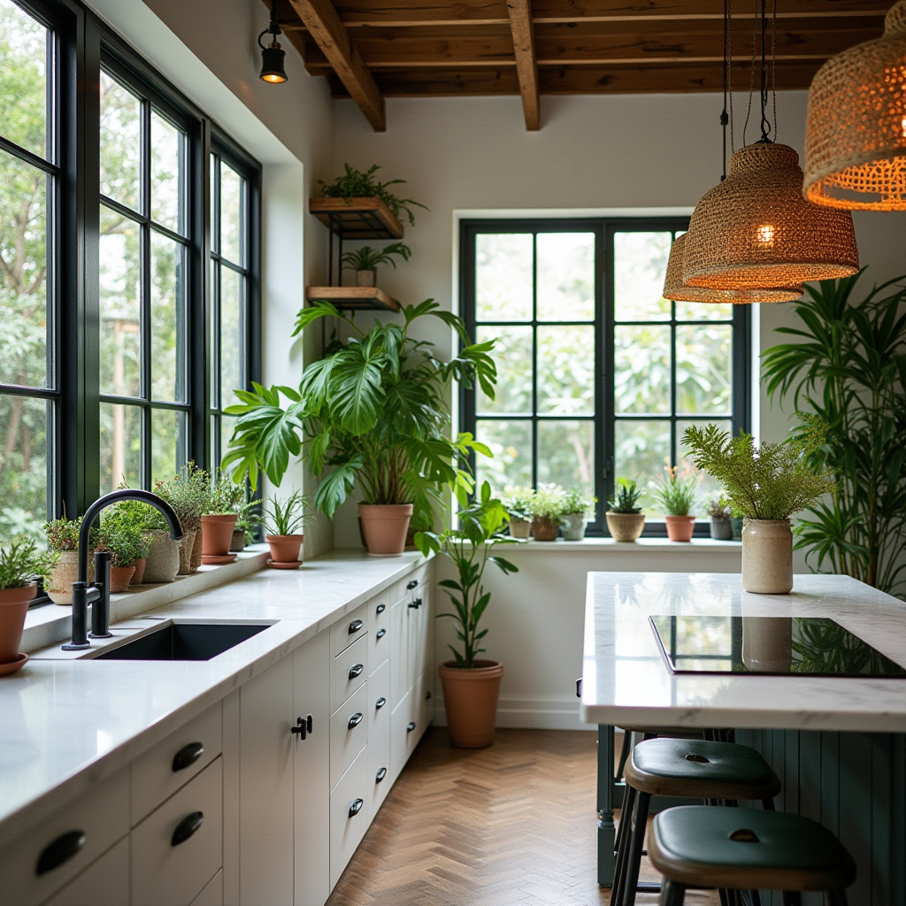 black and white boho kitchen 17