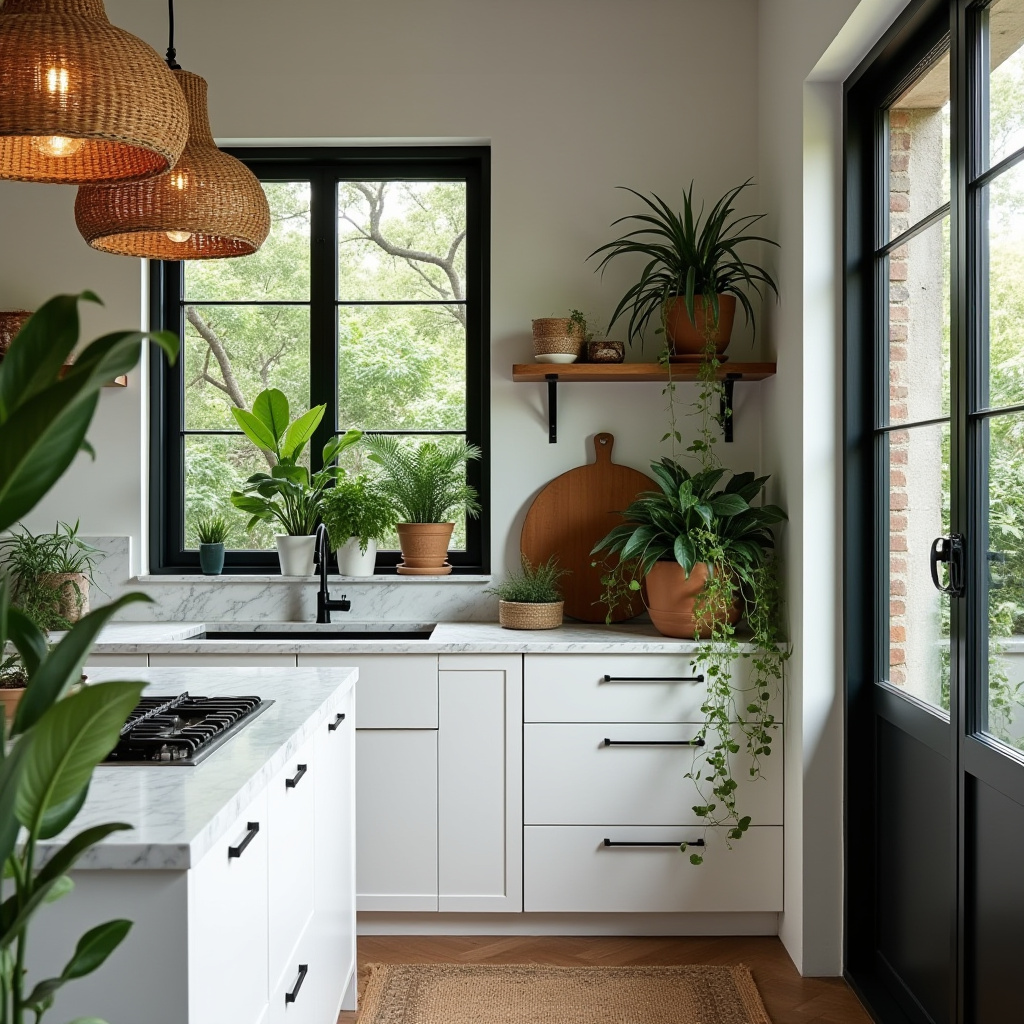 black and white boho kitchen 18