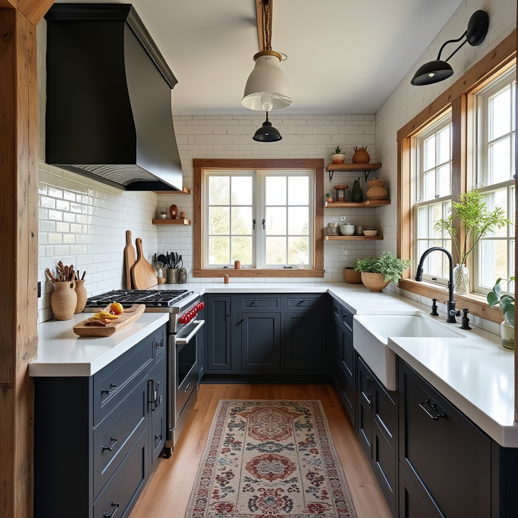 black and white boho kitchen 19