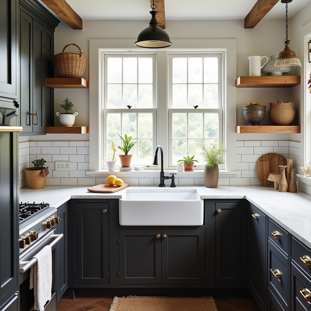 black and white boho kitchen 20