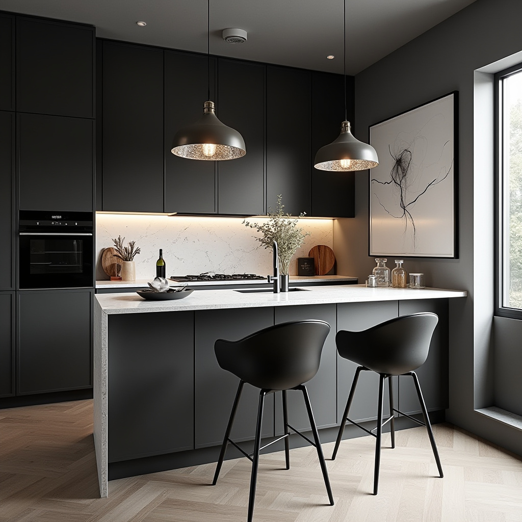 black and white boho kitchen 21