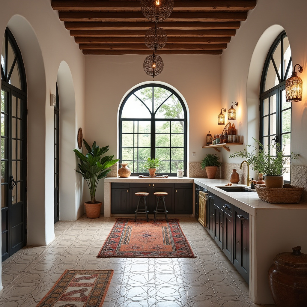 black and white boho kitchen 29