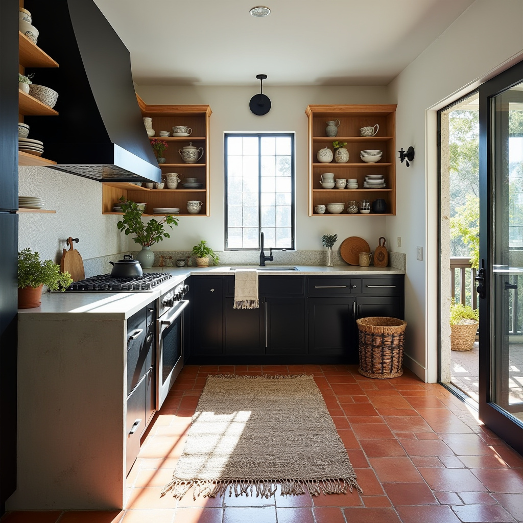 black and white boho kitchen 3