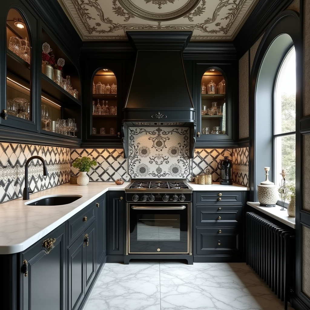 black and white boho kitchen 33