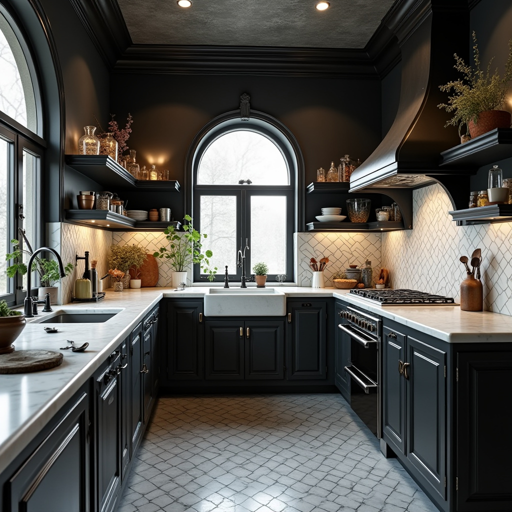 black and white boho kitchen 34