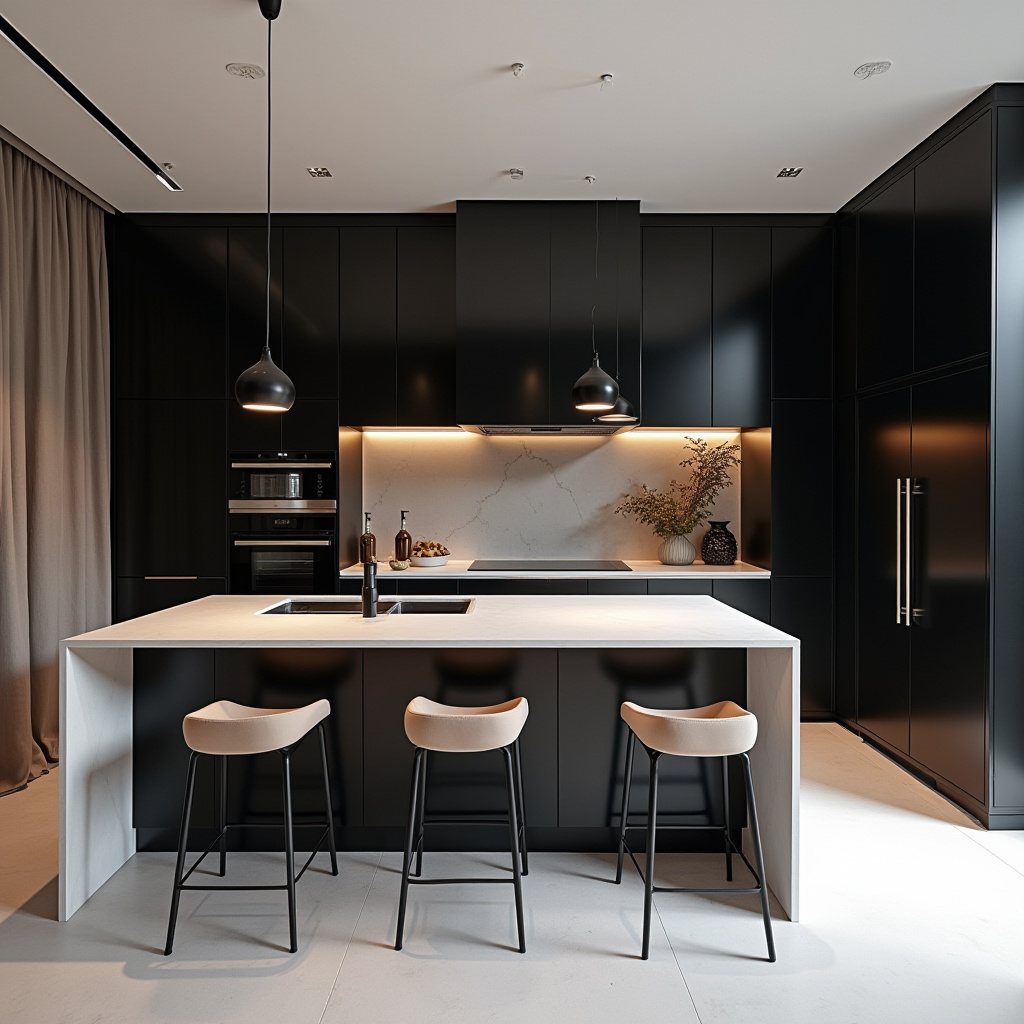 black and white boho kitchen 35