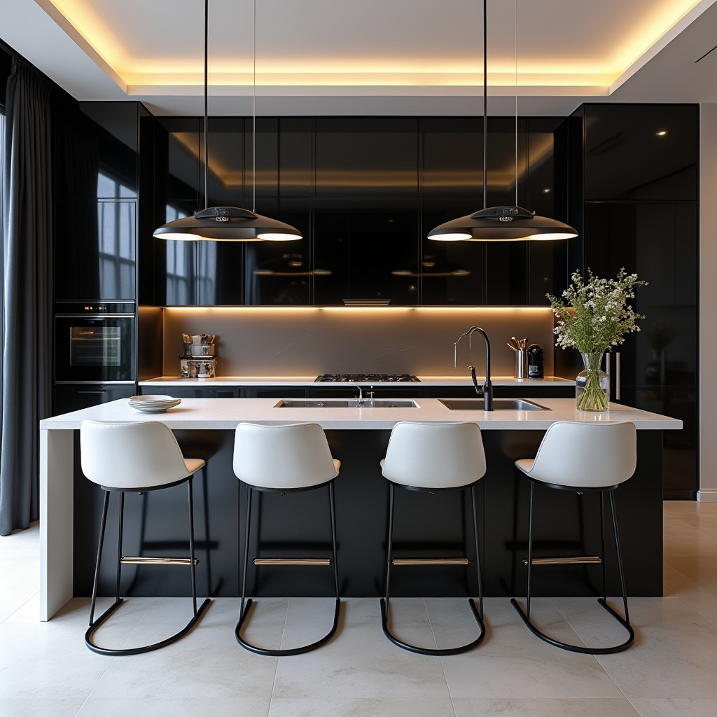 black and white boho kitchen 36