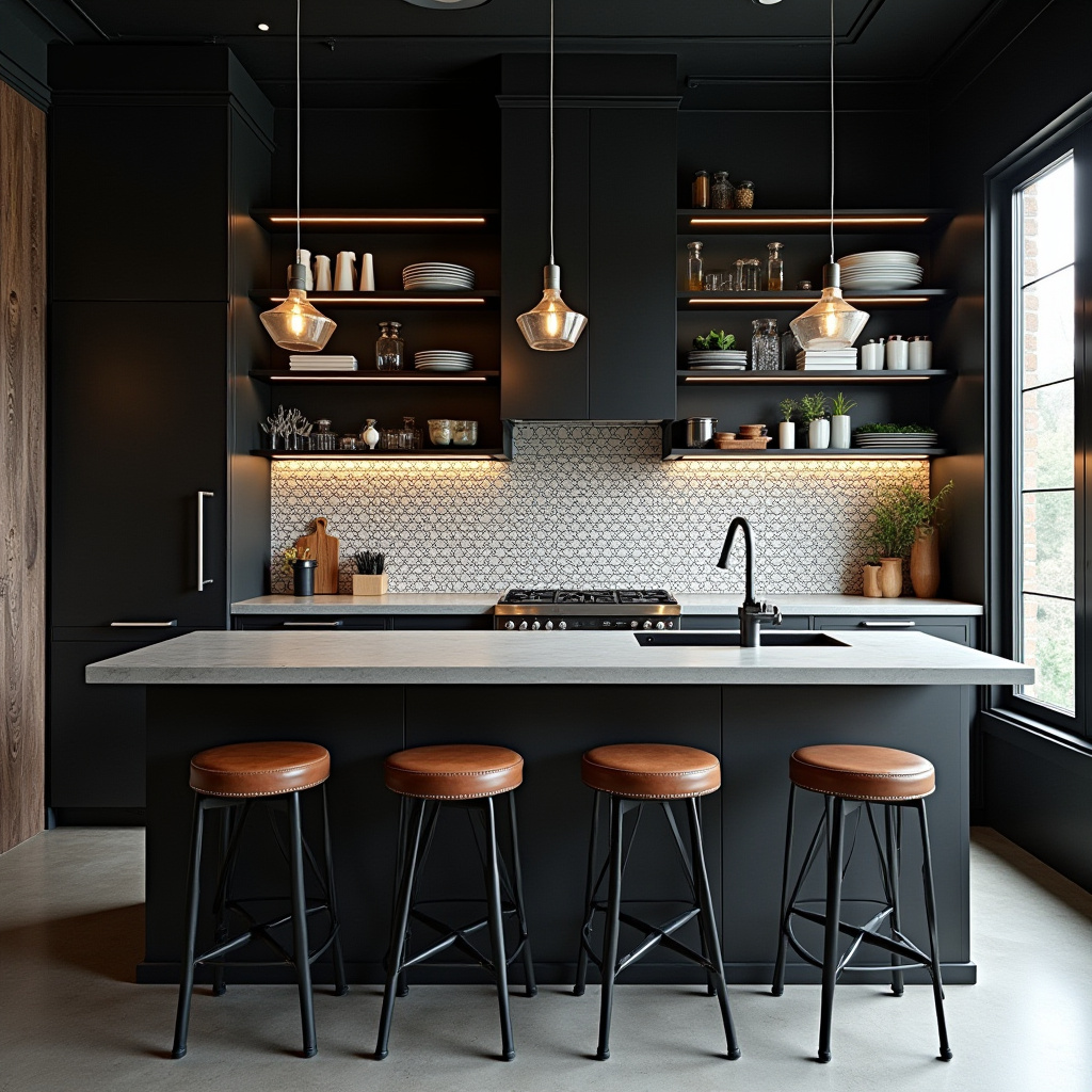 black and white boho kitchen 6