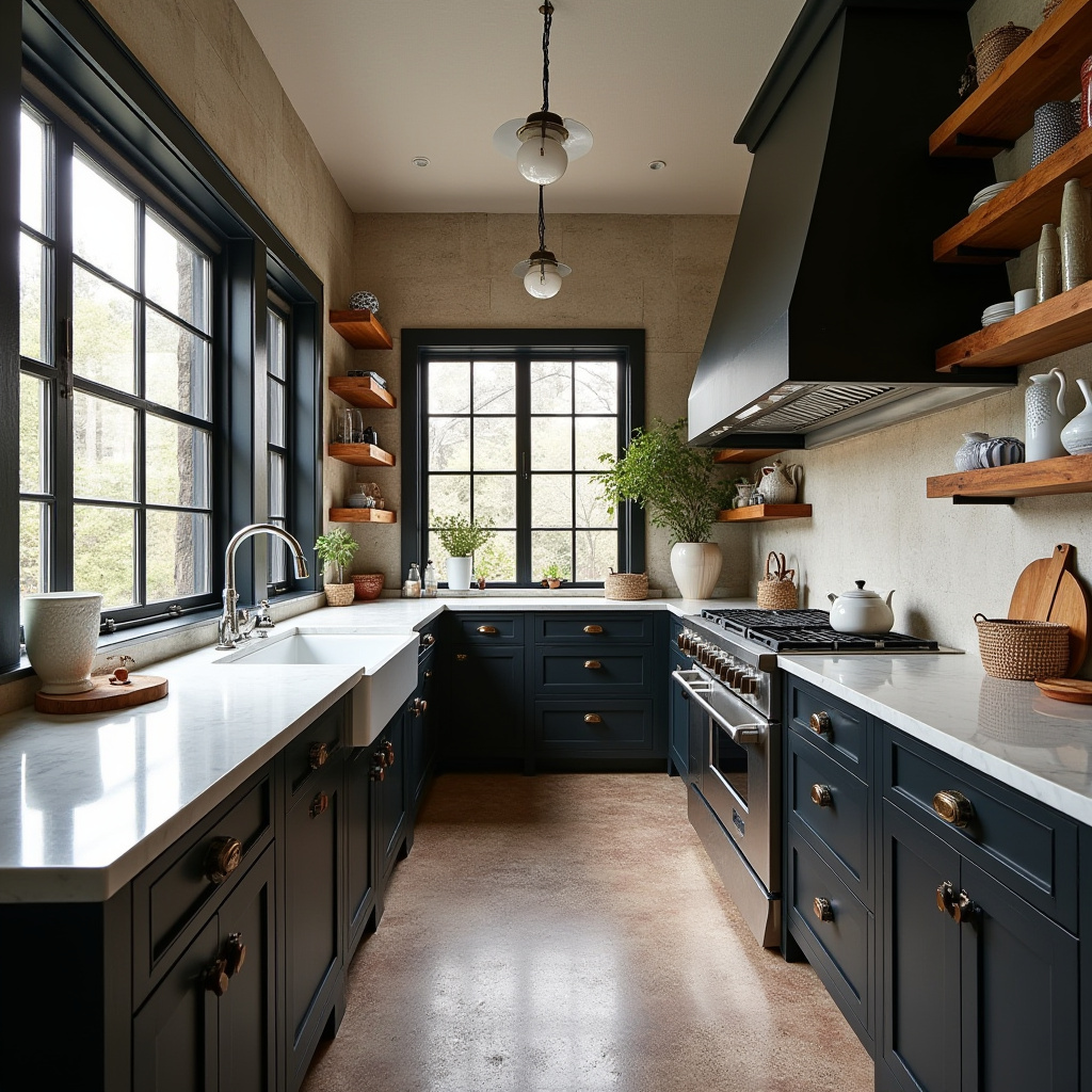 black and white boho kitchen 8