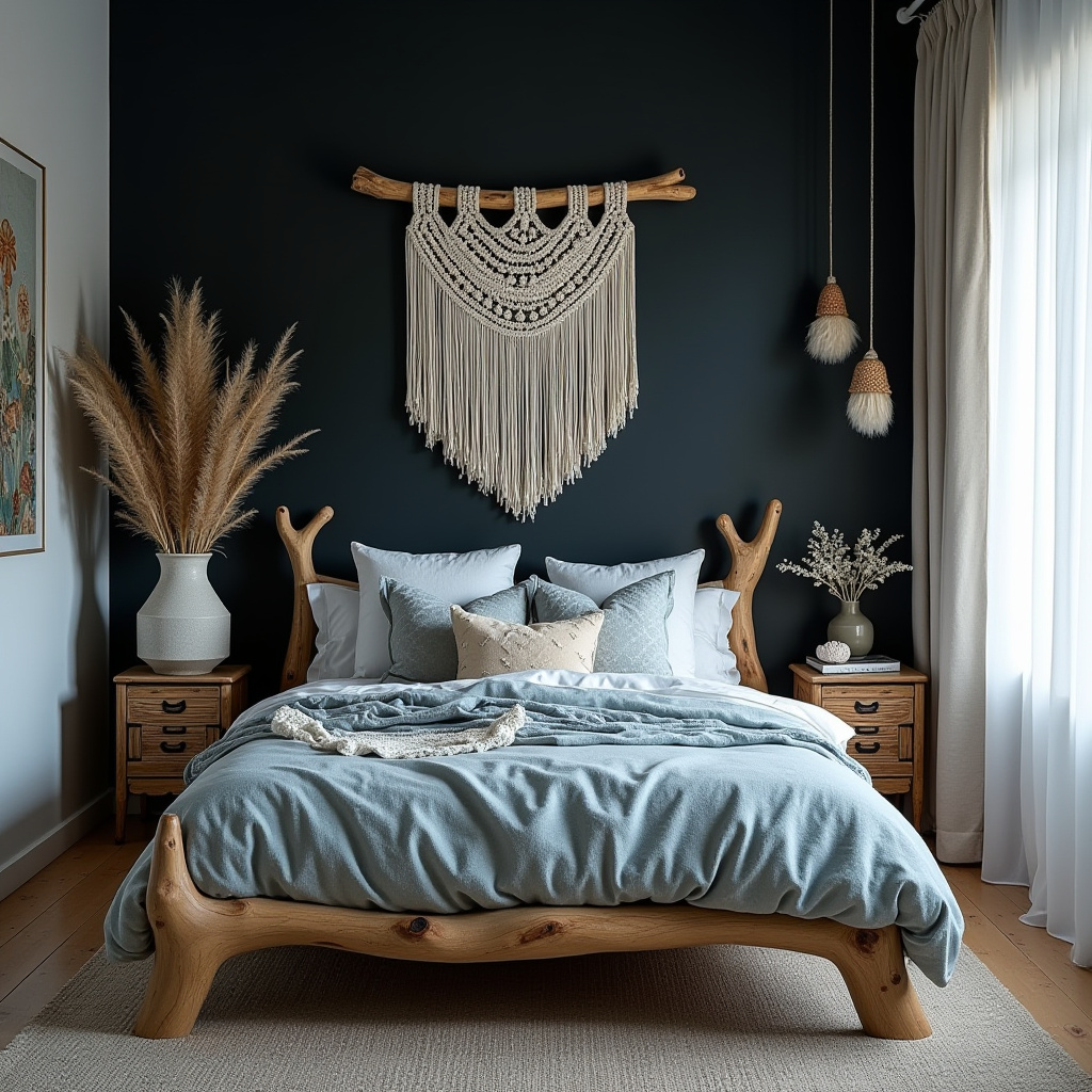 black boho bedroom 26