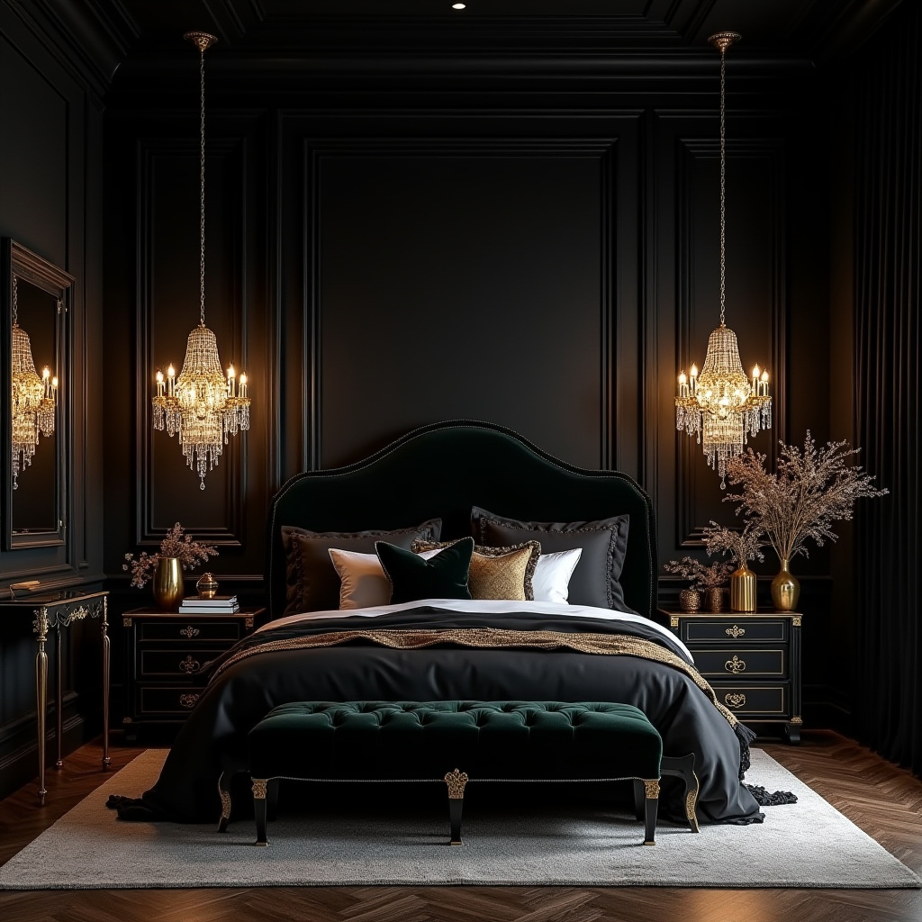 black boho bedroom 37