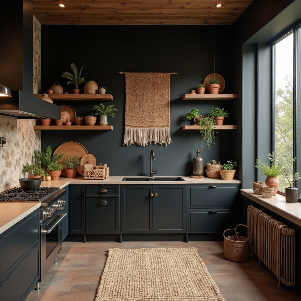 black boho kitchen 10