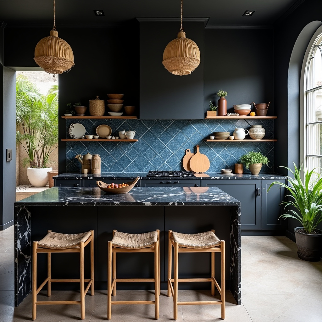 black boho kitchen 12