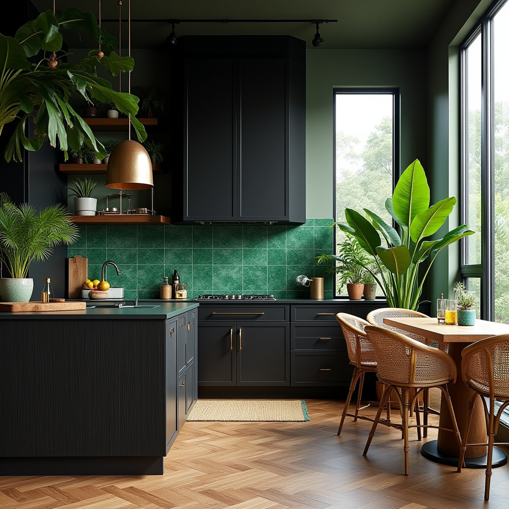 black boho kitchen 13