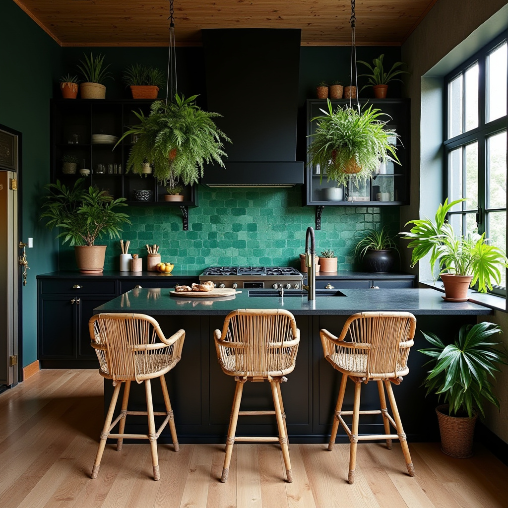 black boho kitchen 14