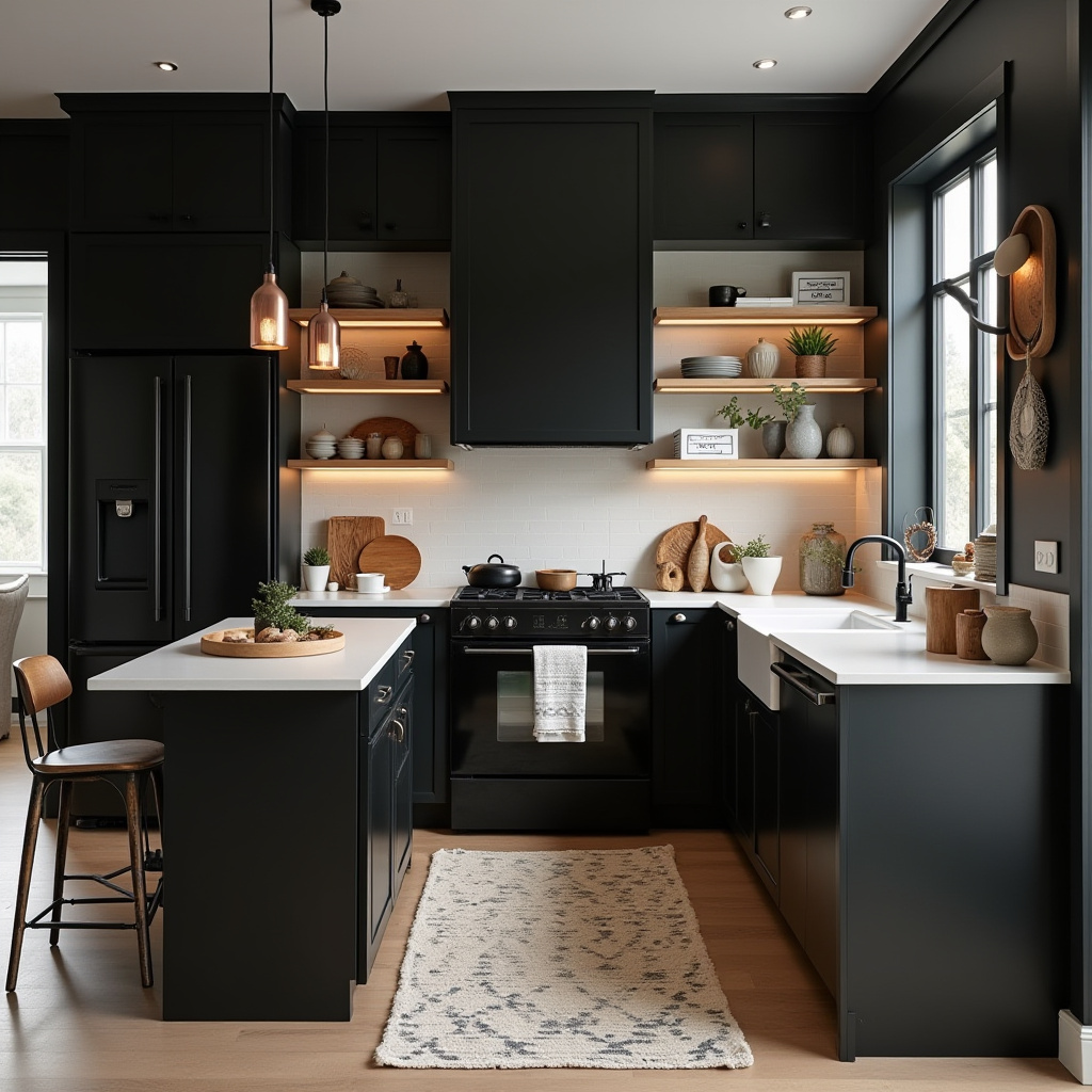 black boho kitchen 16