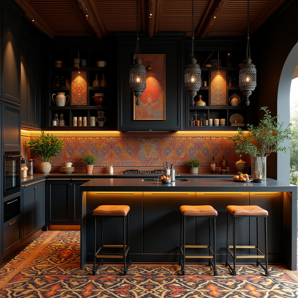 black boho kitchen 17