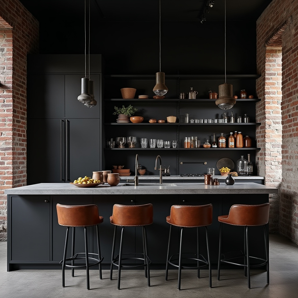 black boho kitchen 19