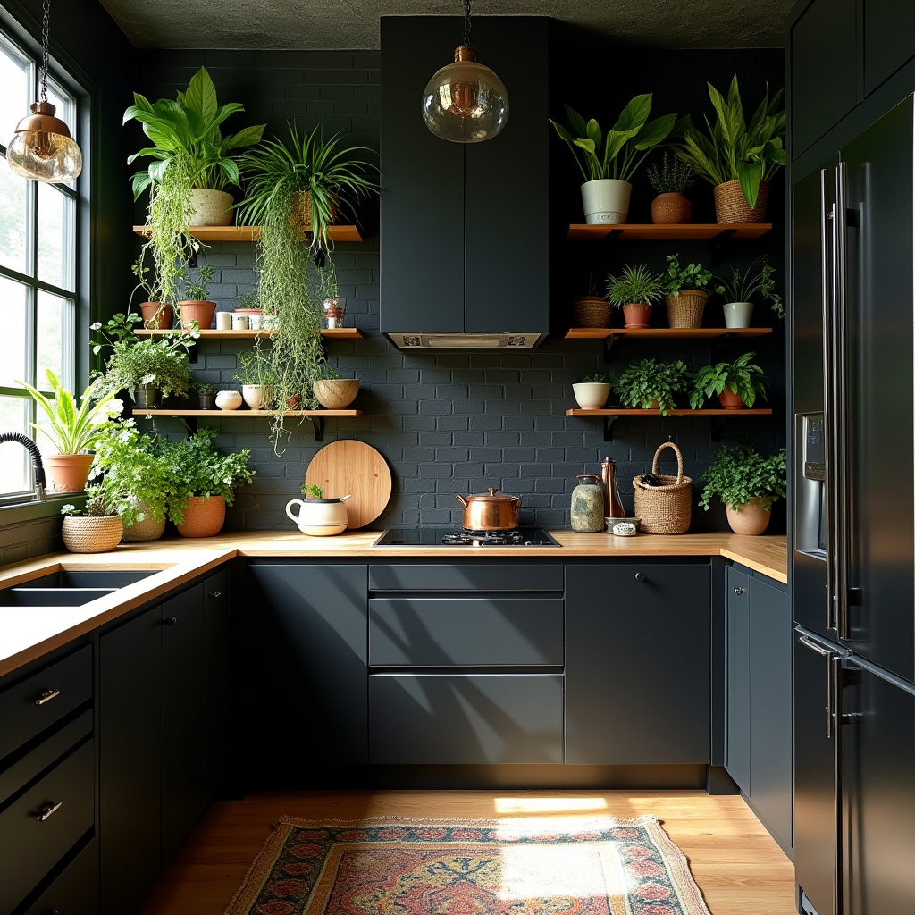 black boho kitchen 23