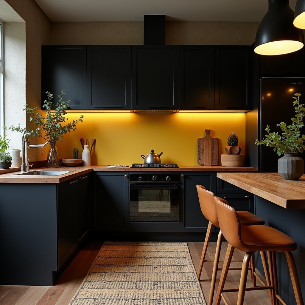 black boho kitchen 26