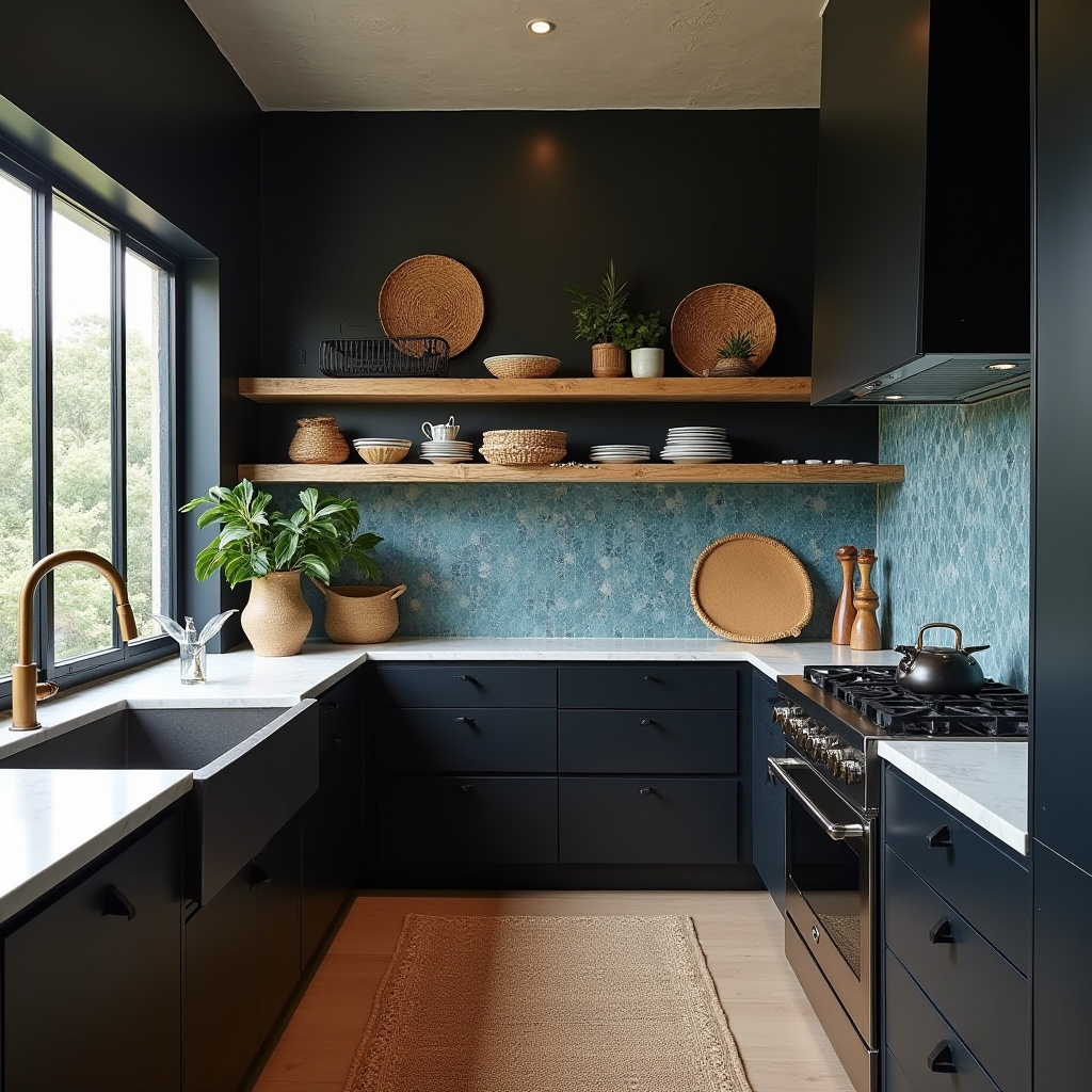 black boho kitchen 27
