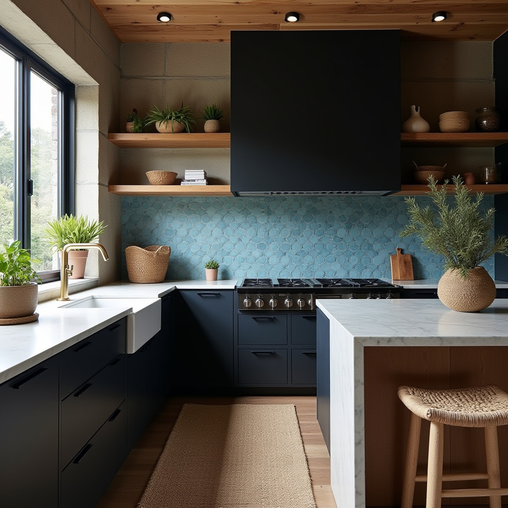 black boho kitchen 28