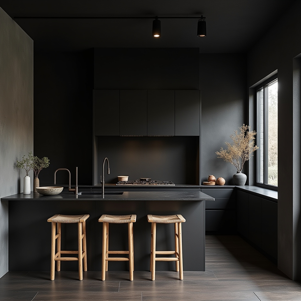 black boho kitchen 29