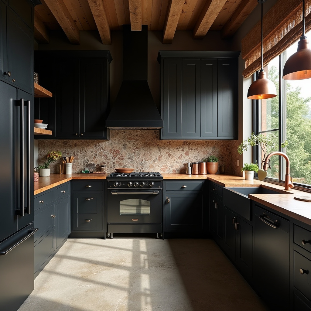 black boho kitchen 3