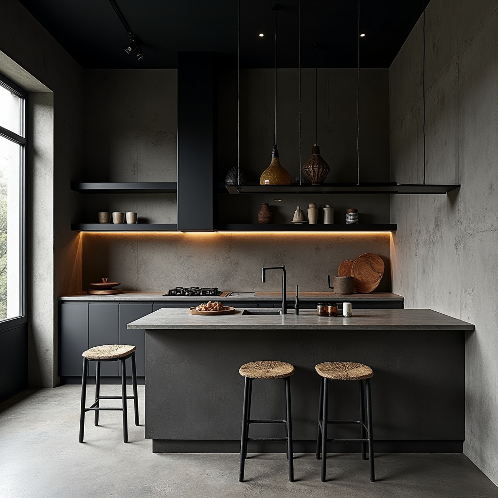black boho kitchen 33