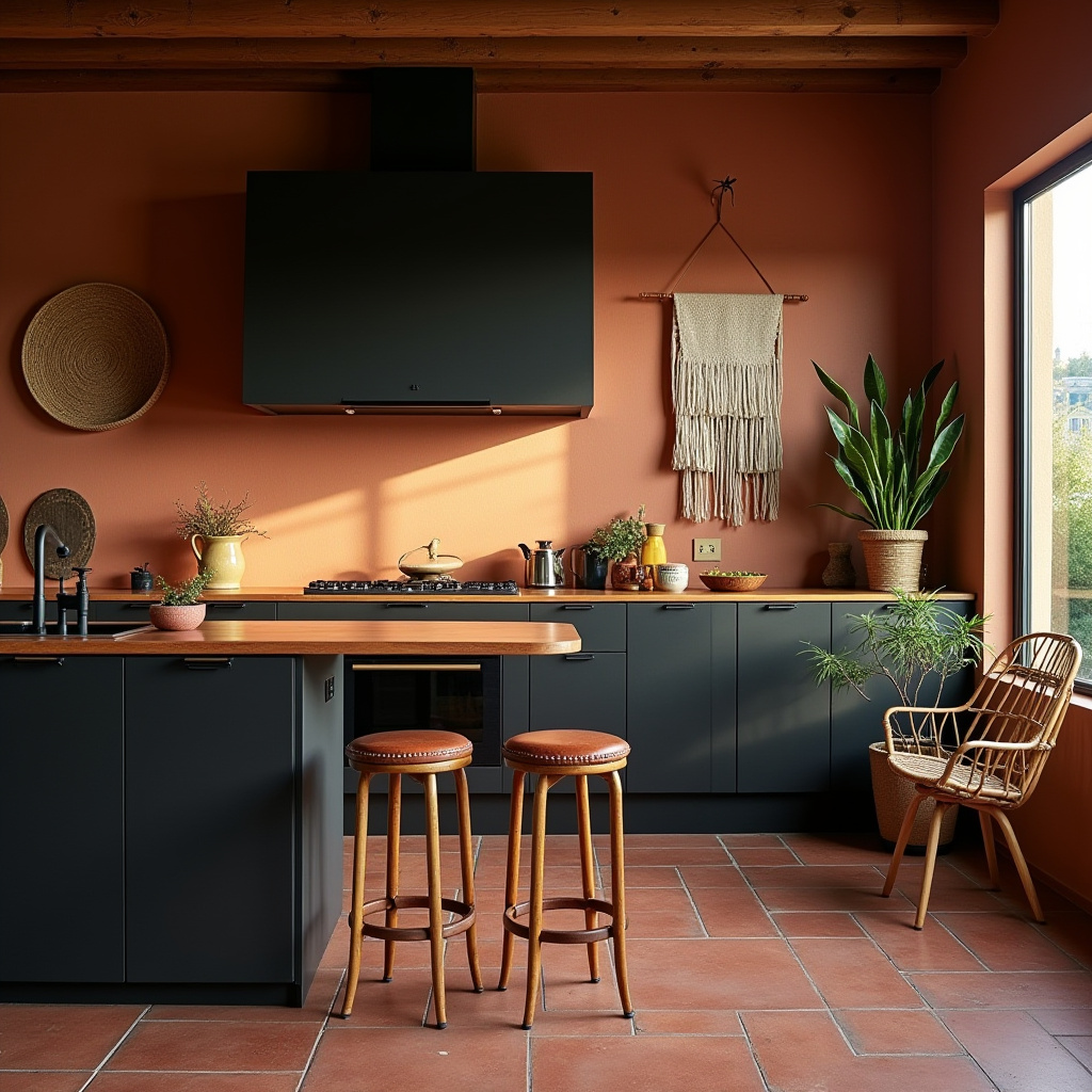 black boho kitchen 35