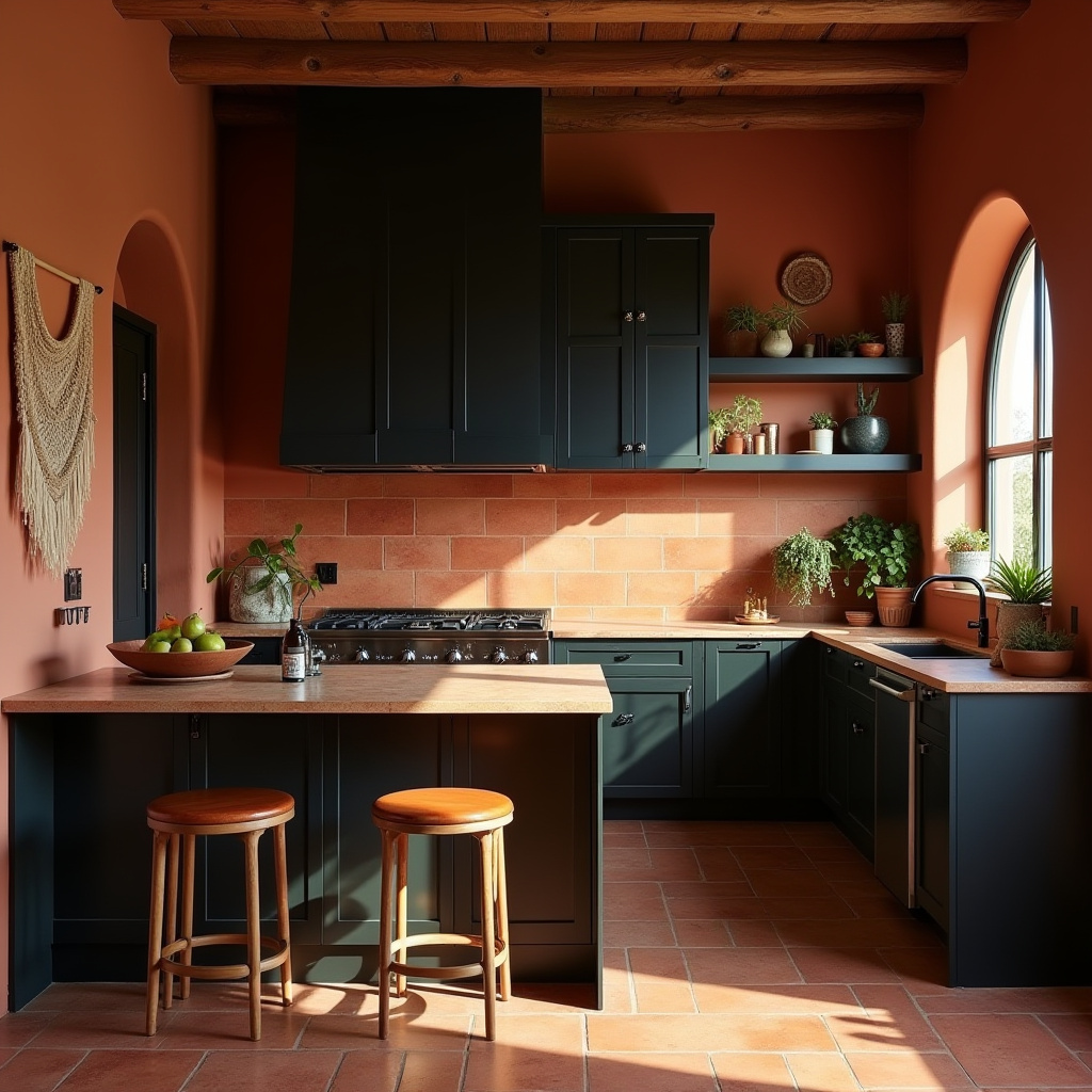 black boho kitchen 36
