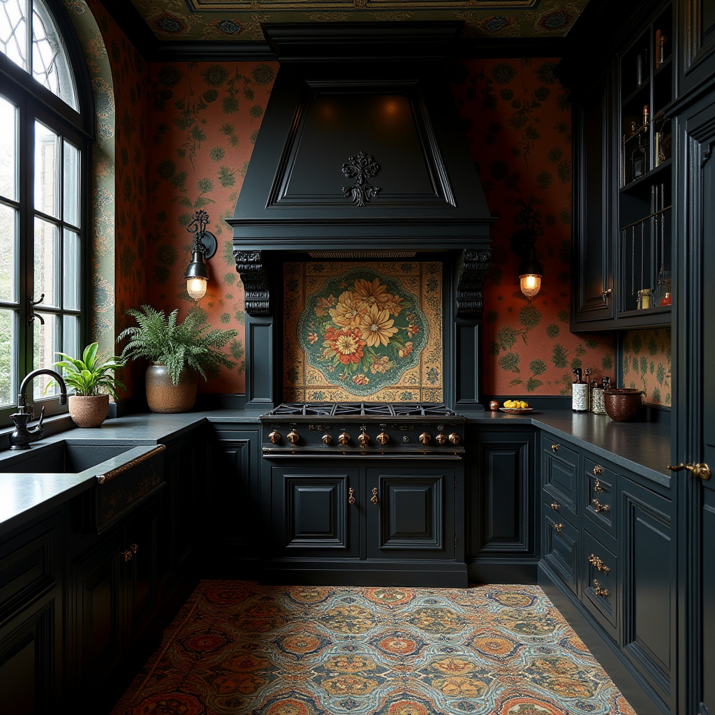 black boho kitchen 37