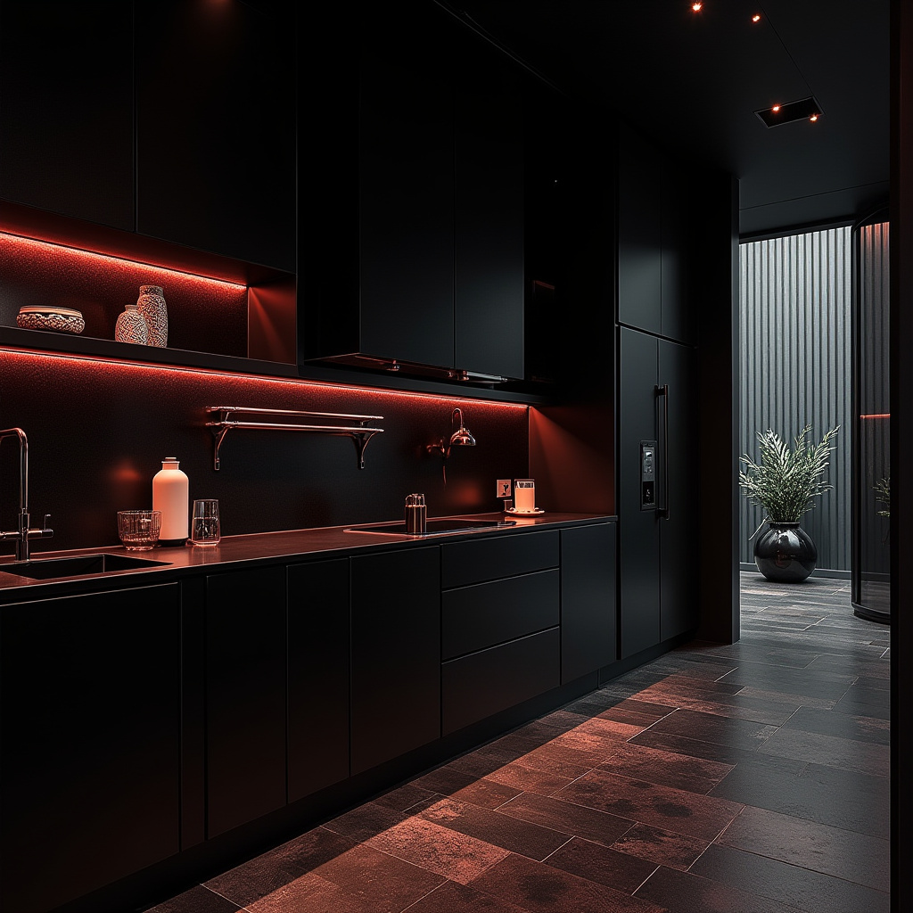 black boho kitchen 39