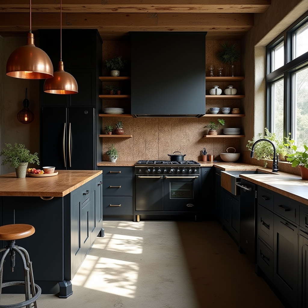 black boho kitchen 4