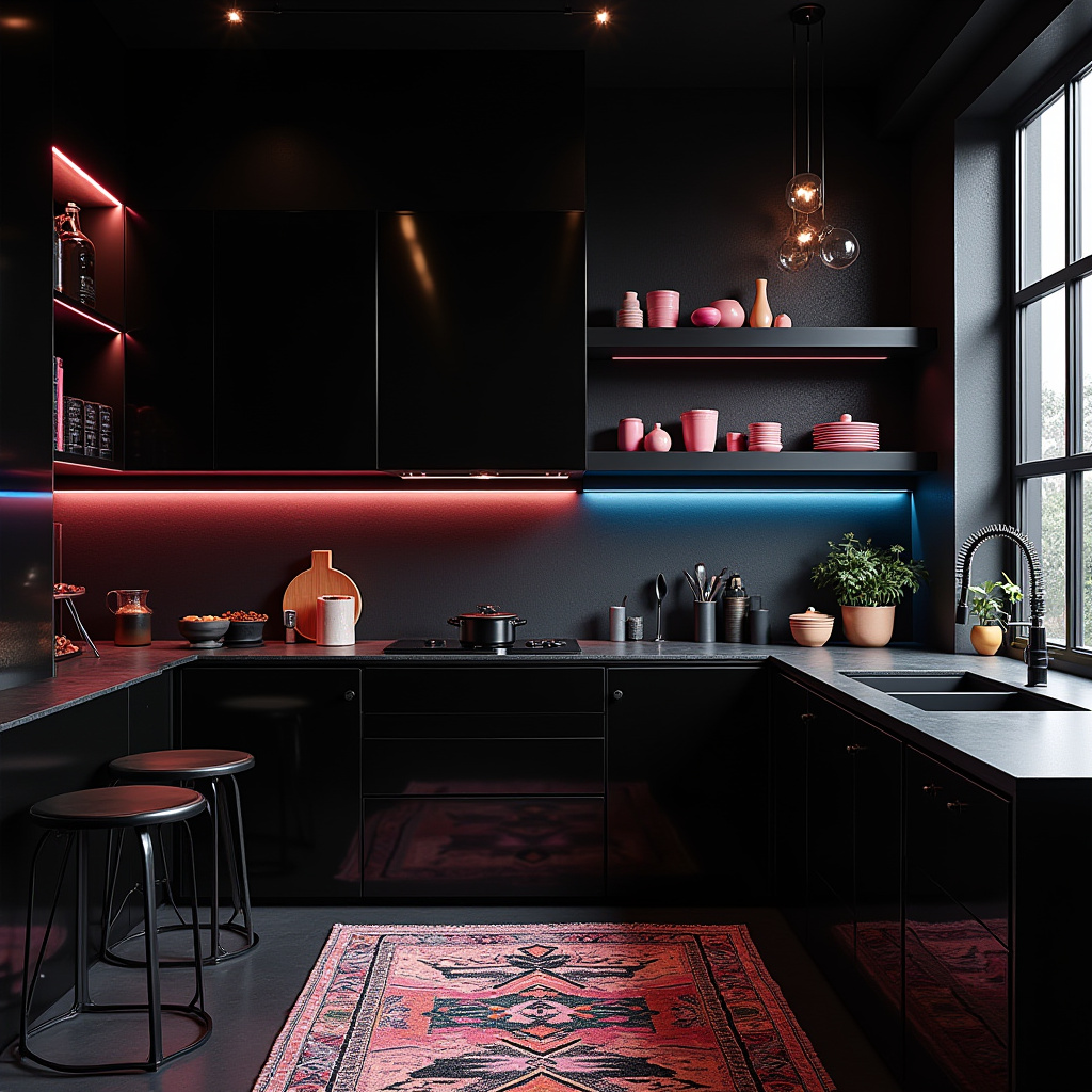 black boho kitchen 40
