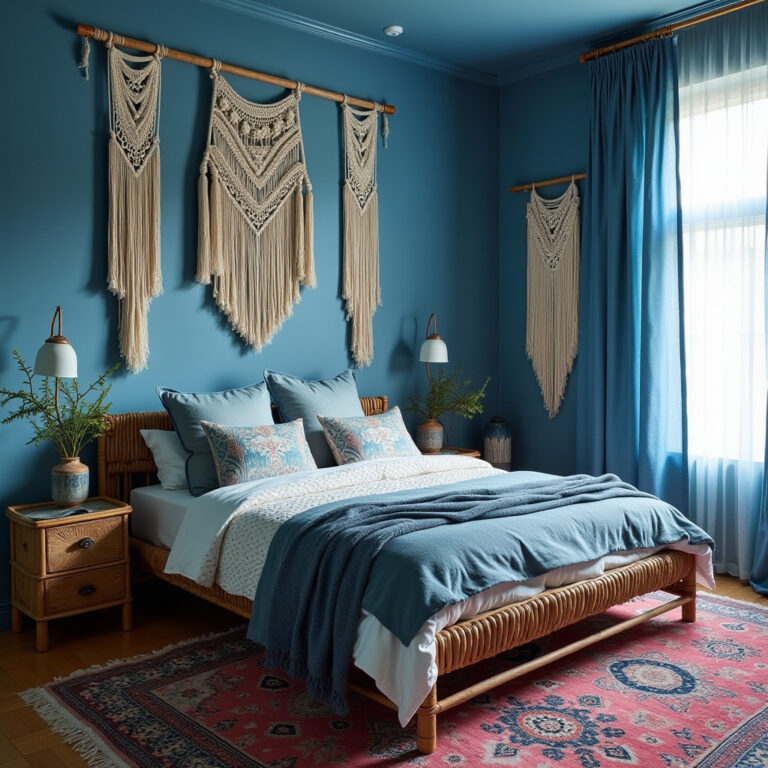 blue boho bedroom 1