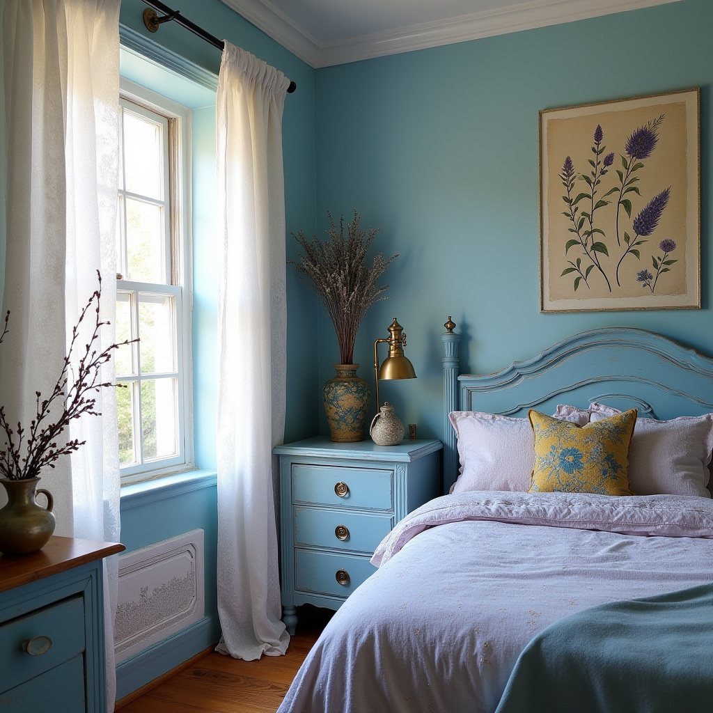 blue boho bedroom 25