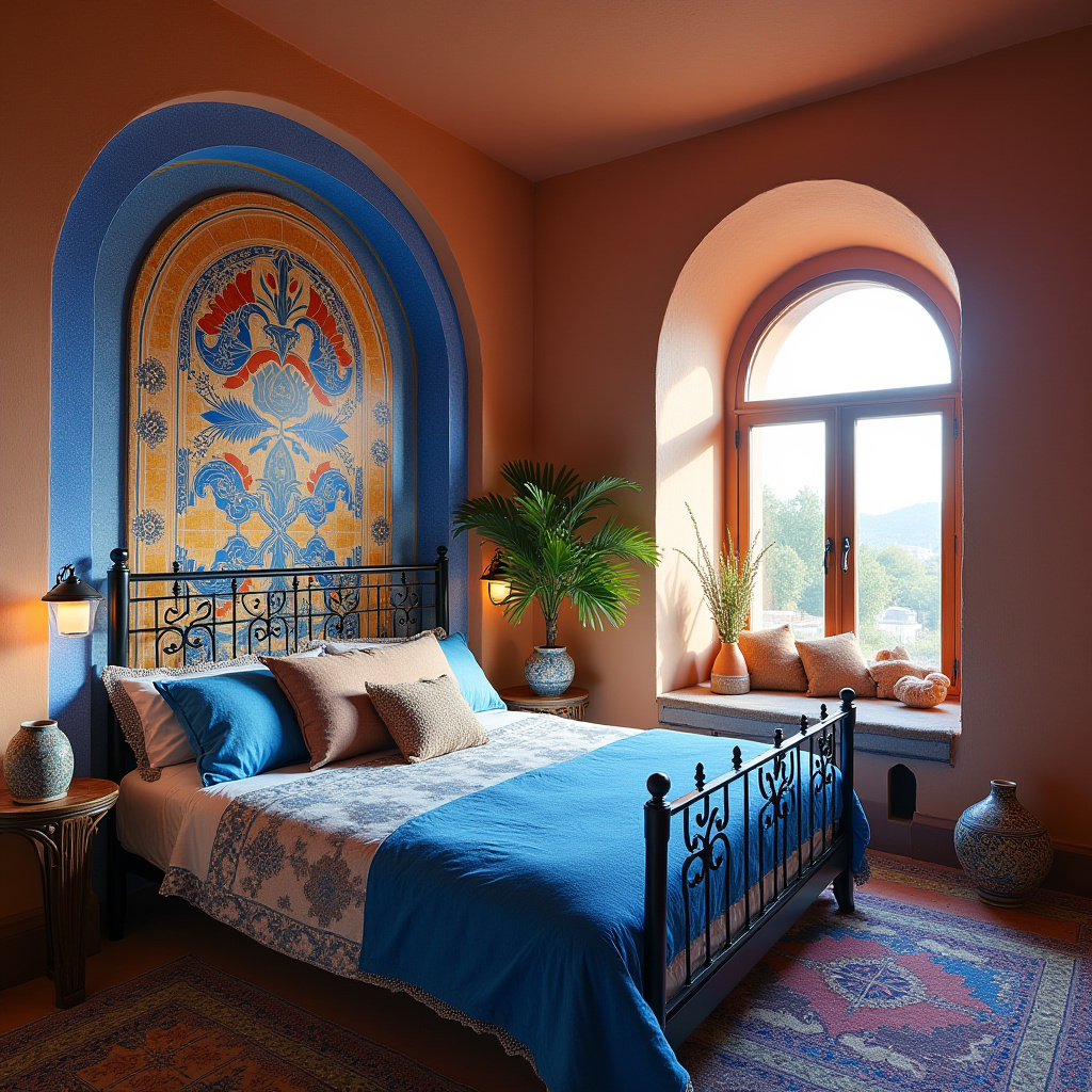 blue boho bedroom 34