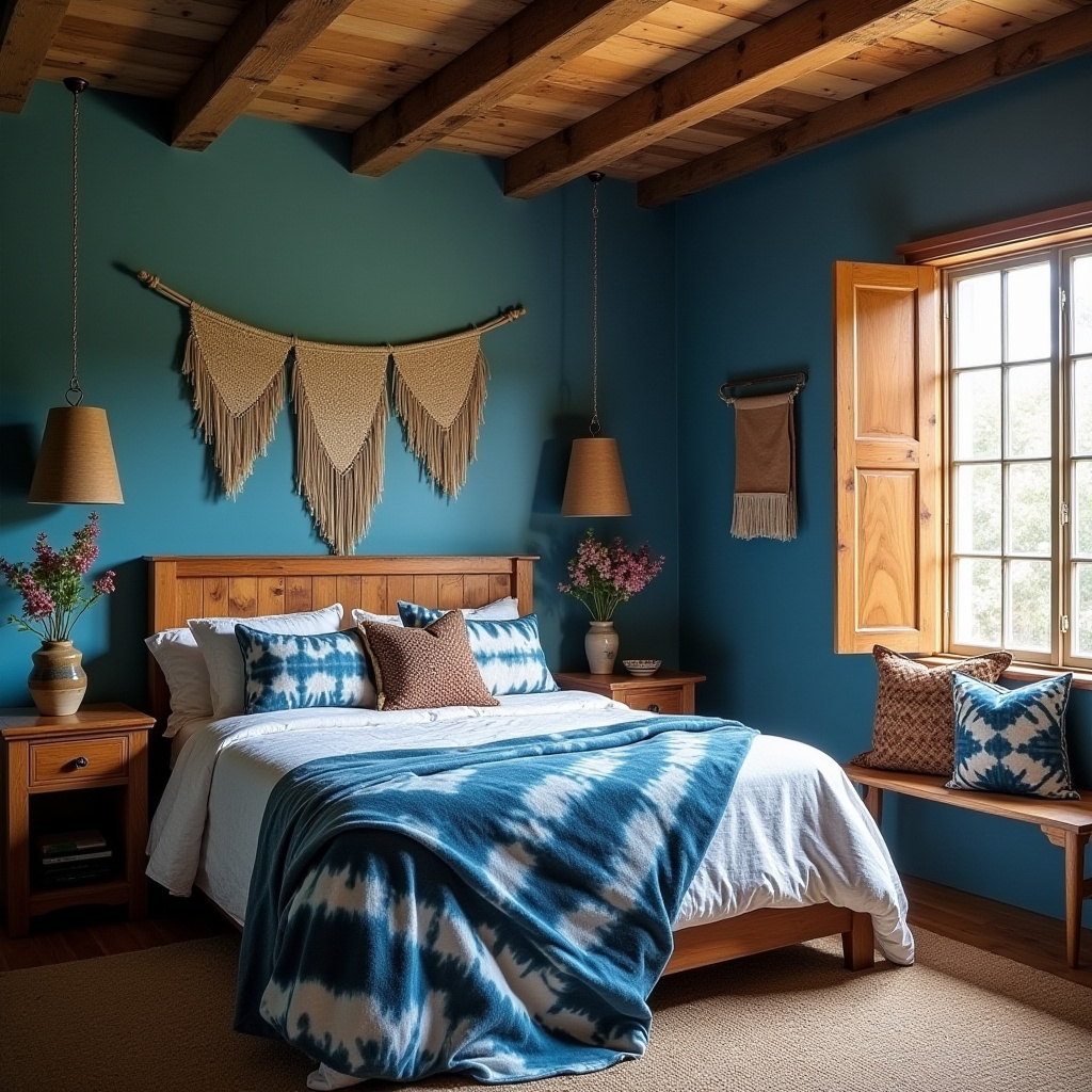 blue boho bedroom 35