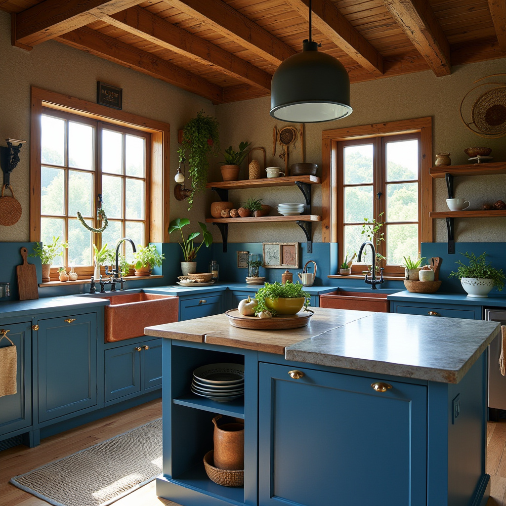 boho blue kitchen 18