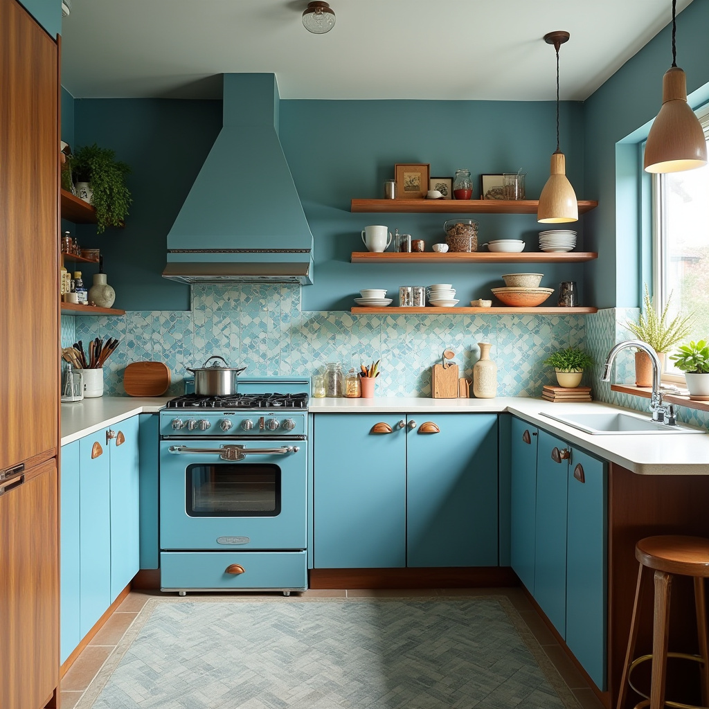 boho blue kitchen 19