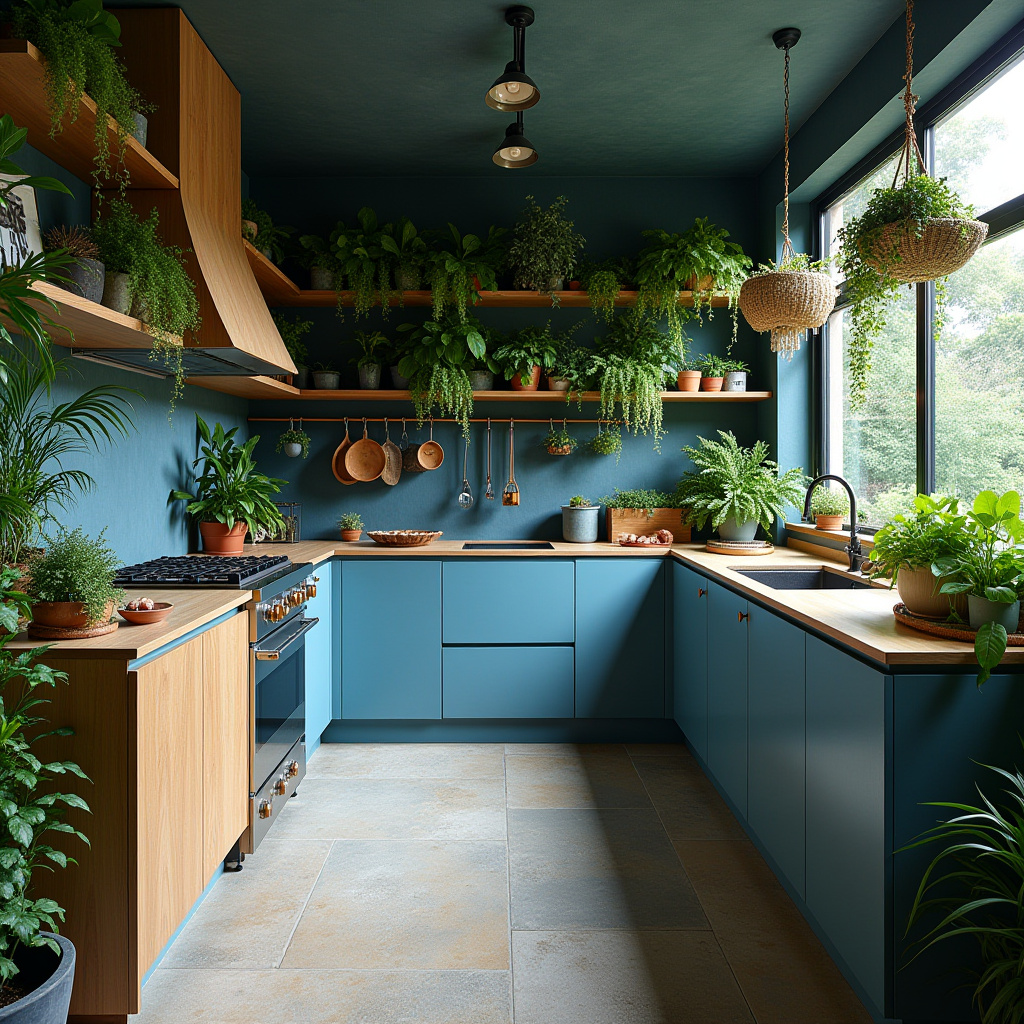 boho blue kitchen 24