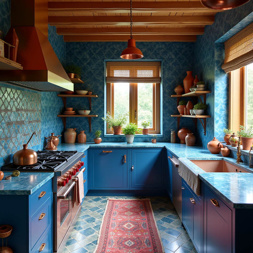 boho blue kitchen 3