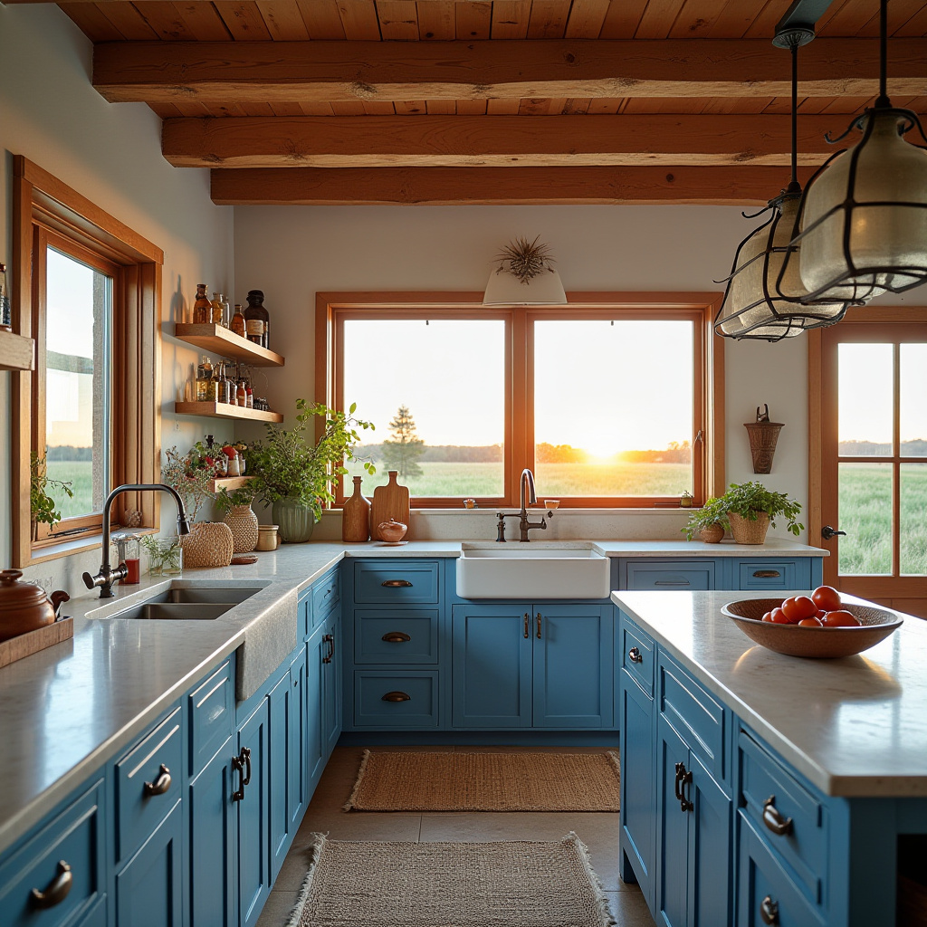 boho blue kitchen 32