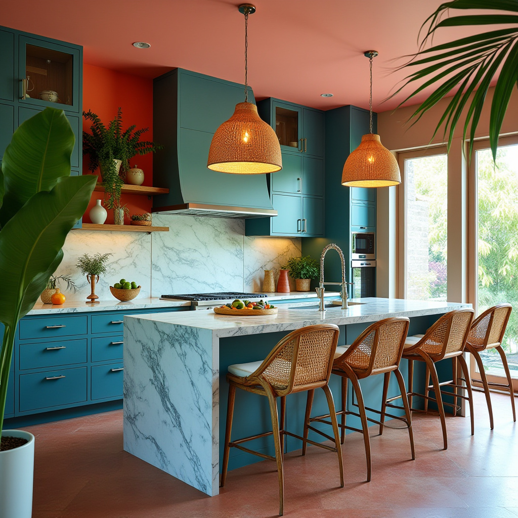 boho blue kitchen 36